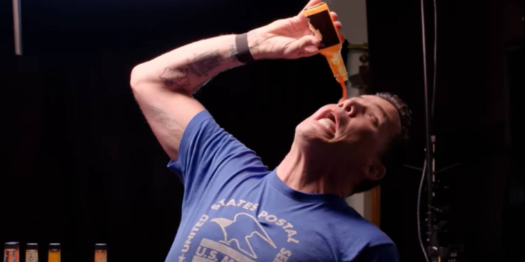 The Jackass star Steve-O pours hot sauce in his eye - again
