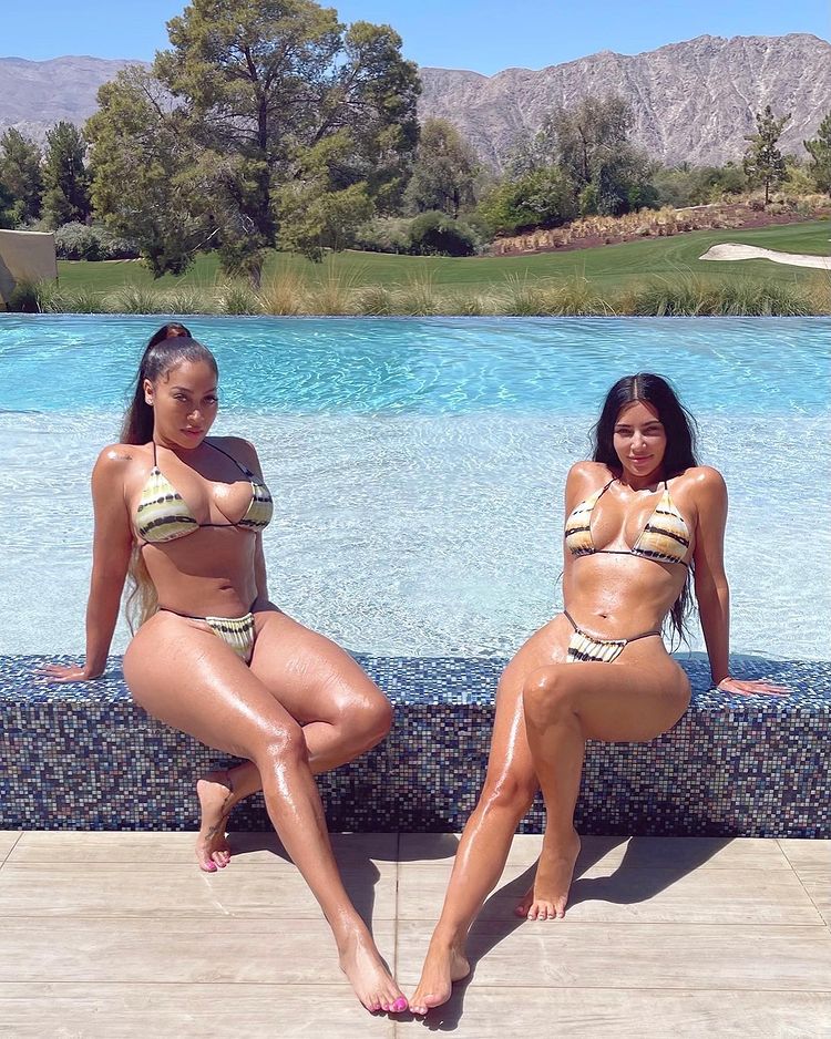 Kim Kardashian and La La Anthony surprise with bikini pics on an "extended vacation" in PalmSprings