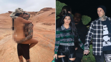 Kourtney Kardashian and Travis Barker get undressed and steamy in the desert