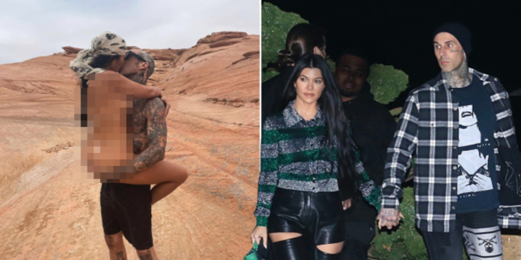 Kourtney Kardashian and Travis Barker get undressed and steamy in the desert