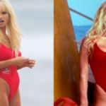 Lily James looks identical to Pamela Anderson in her Baywatch swimsuit