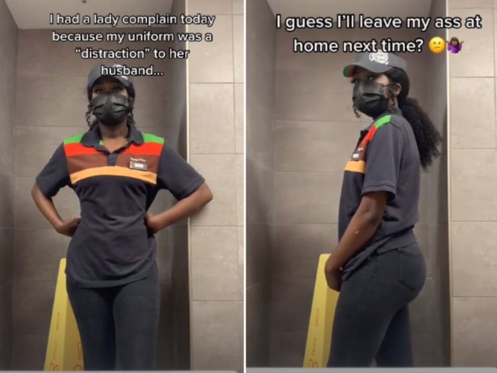A female Burger King worker claims a customer complained that her uniform was distracting to her husband