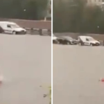 Man in Moscow swam across the street after a "superstorm"