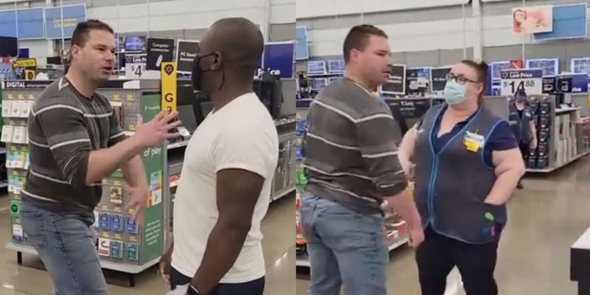 White man harasses black man with karate chops at Texas Walmart