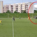 Parachutist fell in the middle of a soccer match in Poland and the referee reprimanded him