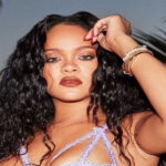 Rihanna posed and showed off her curves in a pair of tiny boxers