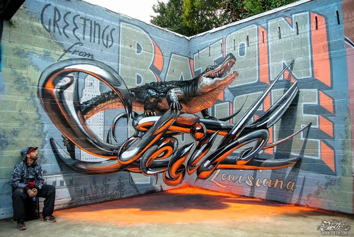 Portuguese street artist creates impressive 3D graffiti that seems to float in the air