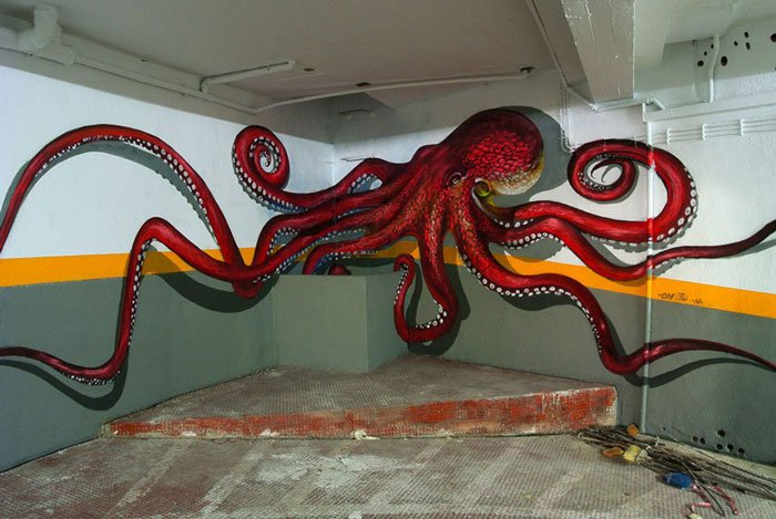 Portuguese street artist creates impressive 3D graffiti that seems to float in the air