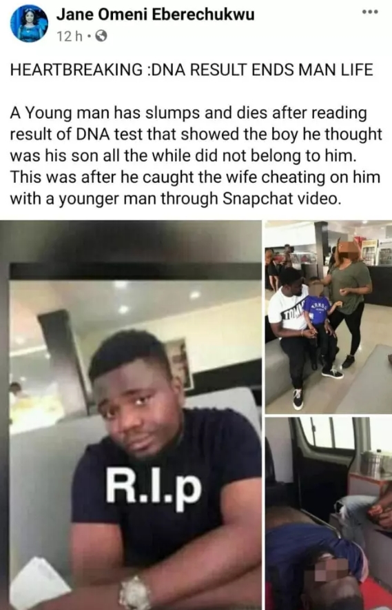 Man dies instantly after son's DNA test came back negative