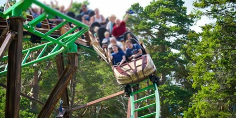 A roller coaster went off its track at a theme park in Scotland, injuring two children