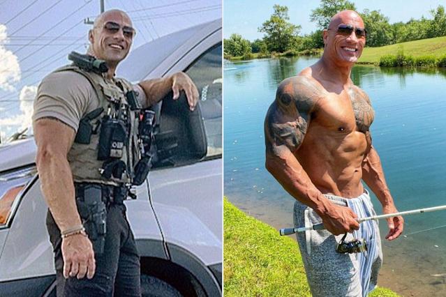 Dwayne Johnson reacts to a viral resemblance to a cop