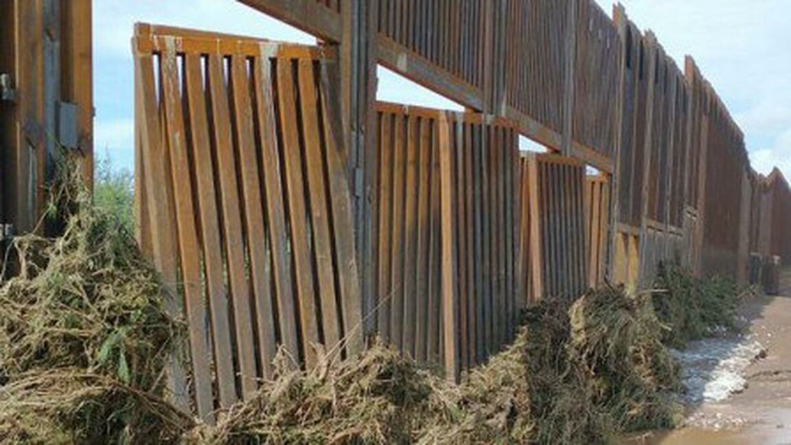 Donald Trump's "virtually impenetrable" border wall with Mexico washed away by flooding
