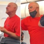 The passenger grunts and yells "Joe Biden" at the American Airlines crew