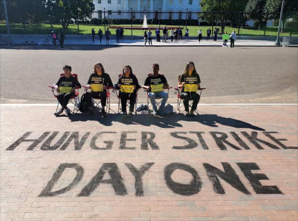Climate activists begin hunger strike in front of White House to demand action on crisis
