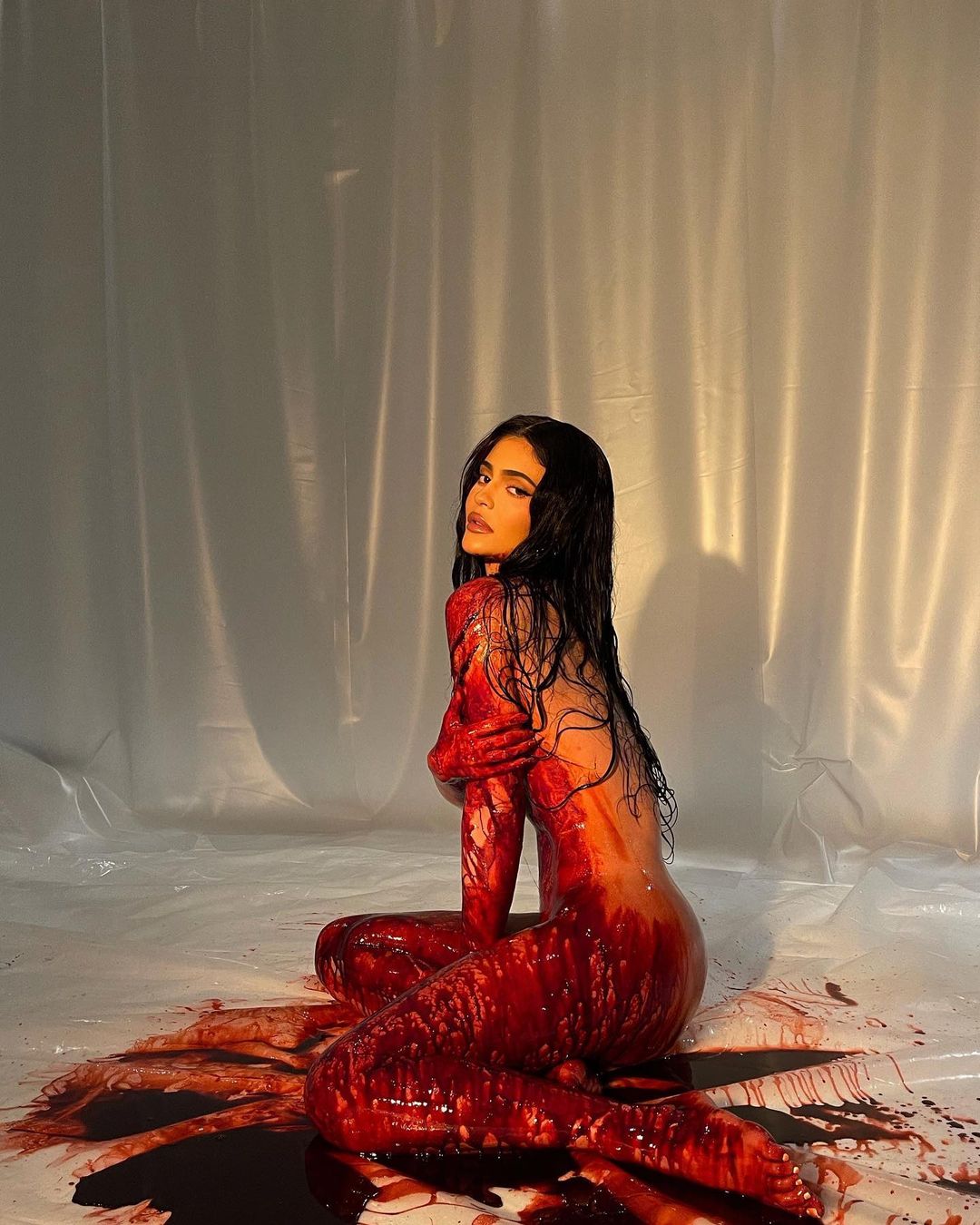 Kylie Jenner criticized for her 'disturbing' nude and bloody photos