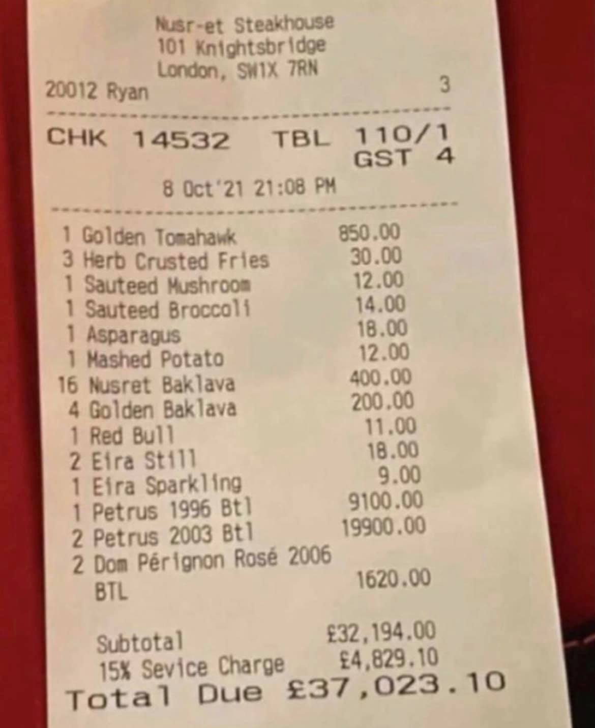 Controversy over the high prices of Salt Bae's new restaurant: "£37,000 dinner"