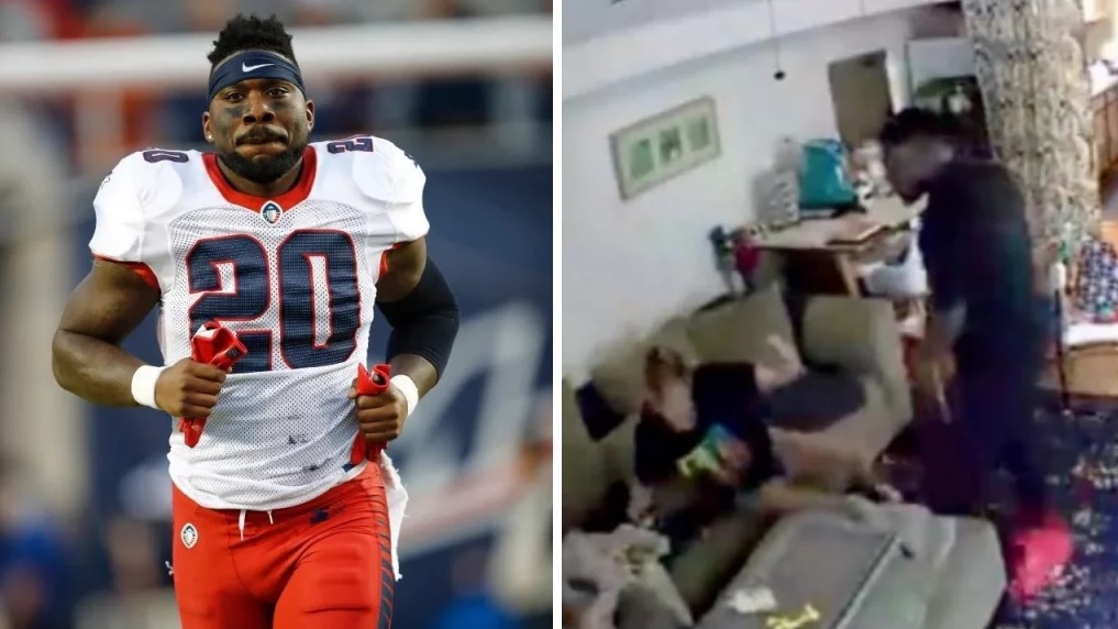 Ex-football player was filmed while beating up his ex-partner