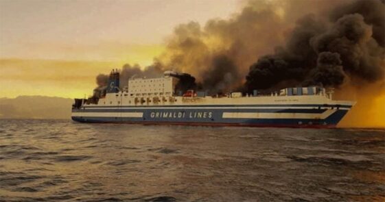 At least eleven missing due to a fire on a ferry in Greece