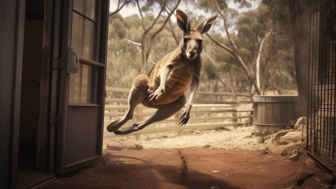 contentcreativestudio realistic photo of a kangaroo escaping fr af6c7158 e1cb 43b7 acdf b29e9529e441