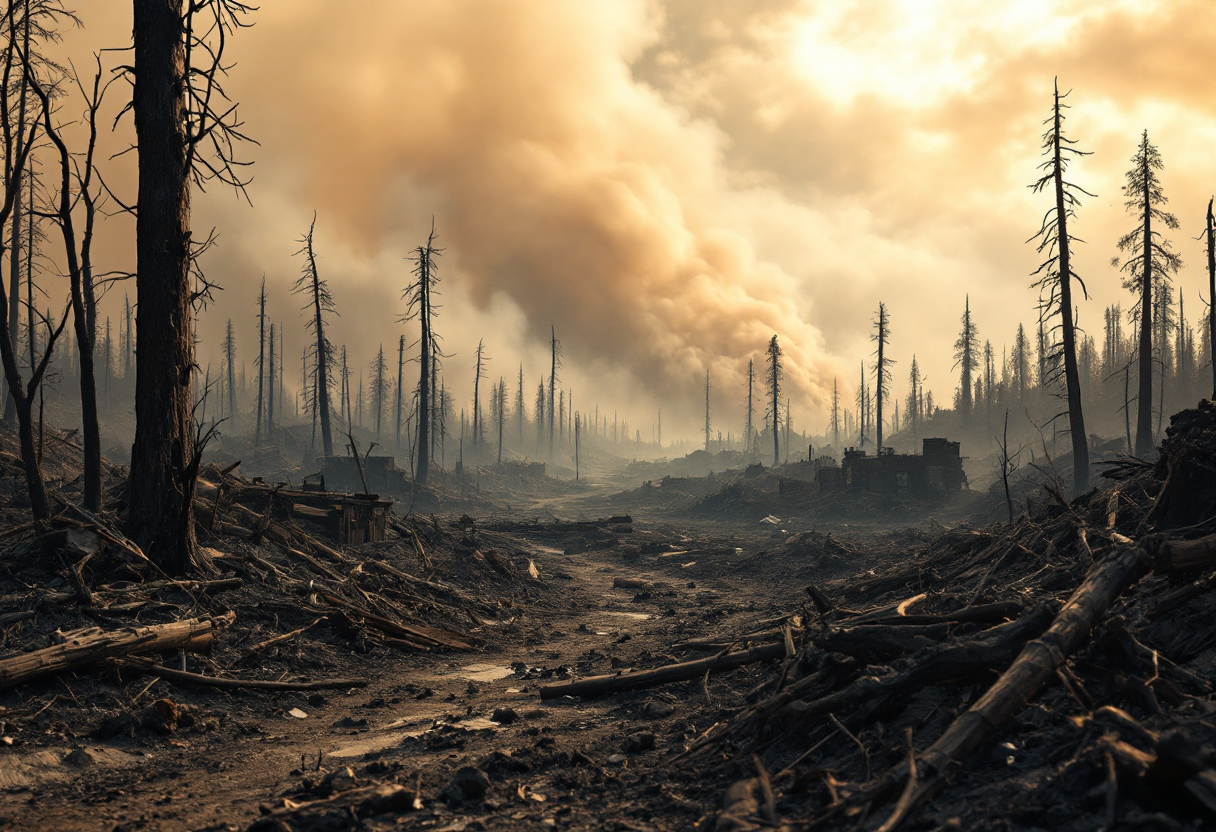 Flames engulfing Malibu, showcasing wildfire devastation