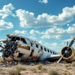 Twin-engine plane wreckage on Texas highway