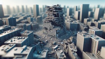 Destruction caused by earthquake in Southeast Asia