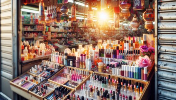 Woman shopping for discounted beauty products online