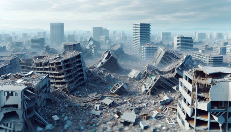 Devastation in Myanmar following a recent earthquake