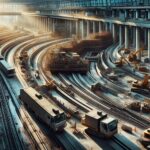 Construction workers collaborating on Toronto transit project
