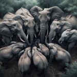 Elephants displaying instinctive behavior during an earthquake