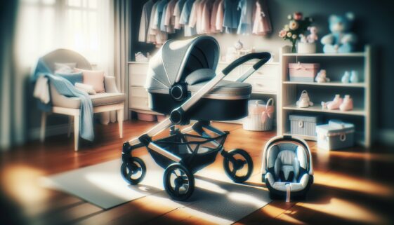 New parents with essential baby gear at a shower