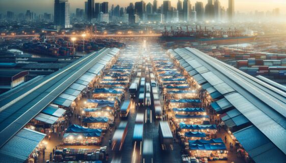 Graph showing global market fluctuations due to trade tensions