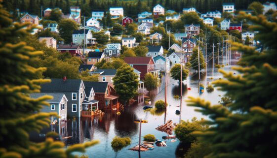 Family evacuating their home due to severe flooding in Halifax