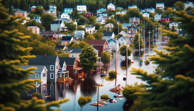 Family evacuating their home due to severe flooding in Halifax