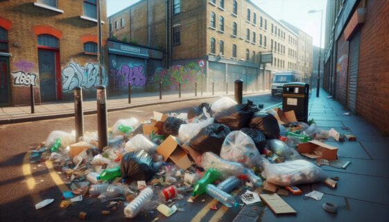 Image depicting illegal dumping in a city environment