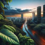 A lion in an urban area showcasing wildlife dangers