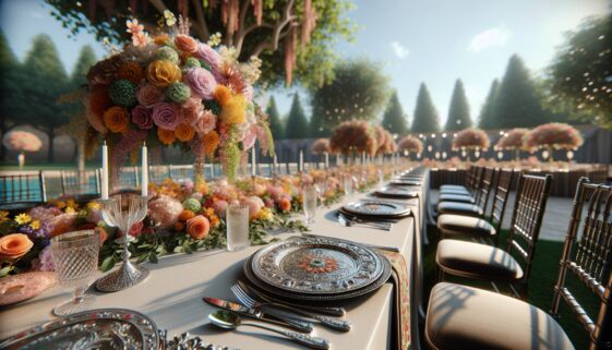 A couple blending traditional and modern wedding elements