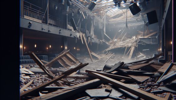 Emergency responders at nightclub roof collapse site