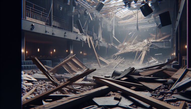 Emergency responders at nightclub roof collapse site