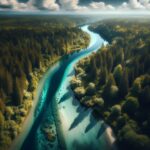 Wild salmon swimming in a river affected by pharmaceuticals