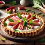 Delicious rhubarb ricotta tart on a plate