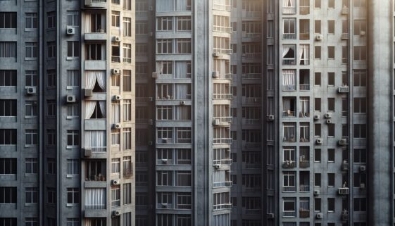 Senior couple facing financial difficulties outside their apartment