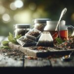 A young woman enjoying her unusual tea leaf habit