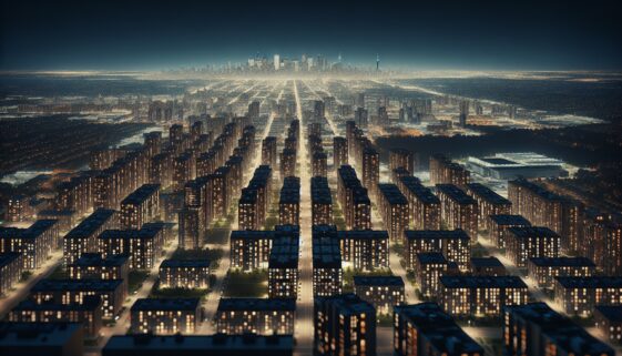 Toronto skyline with lights off to protect birds