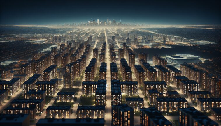 Toronto skyline with lights off to protect birds