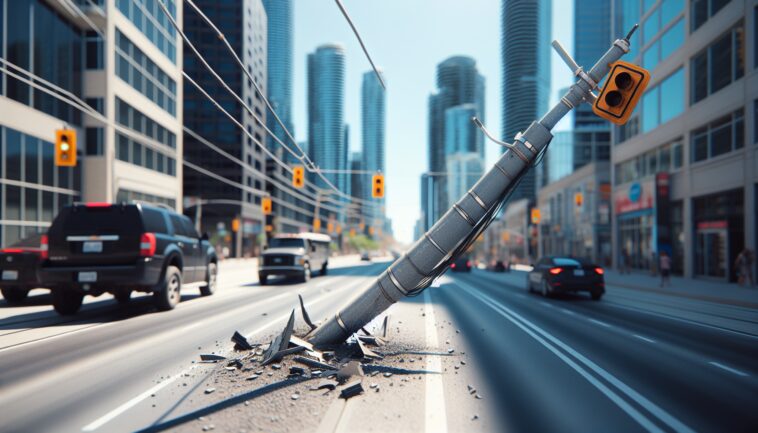 Scene of a high-speed crash in Toronto, emergency responders at work