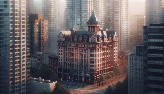Vancouver skyline with property assessment documents