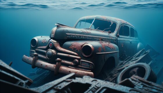 Vintage car found in the wreck of USS Yorktown