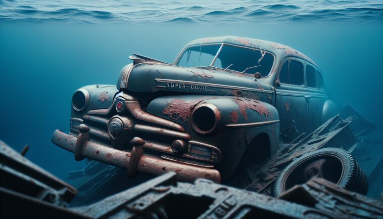 Vintage car found in the wreck of USS Yorktown