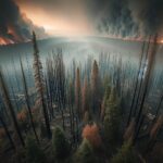 Wildfire smoke over Alberta landscape during crisis